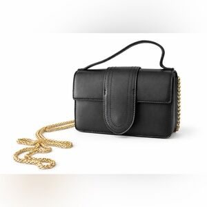 Moda Luxe Elegant Black Bag with Gold Chain